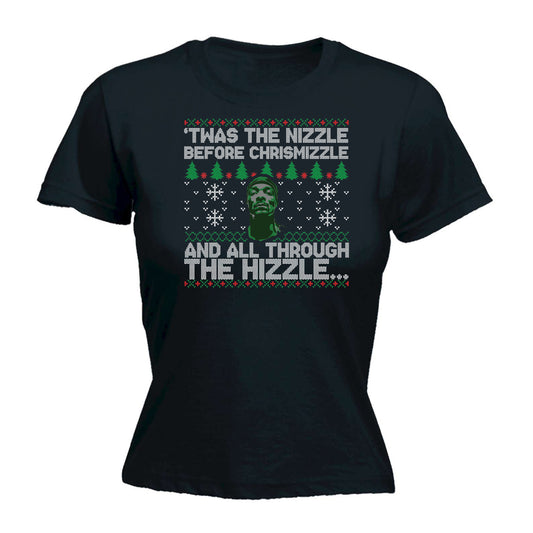 Twas The Nizzle Christmas Rapper Hip Hop - Funny Womens T-Shirt Tshirt