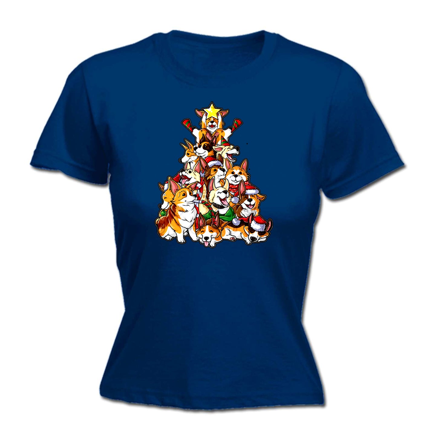 Christmas Tree Xmas Dogs - Funny Womens T-Shirt Tshirt Tee Shirts