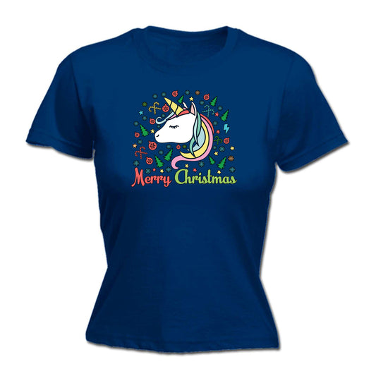 Unicorn Merry Christmas Xmas Unicorns - Funny Womens T-Shirt Tshirt