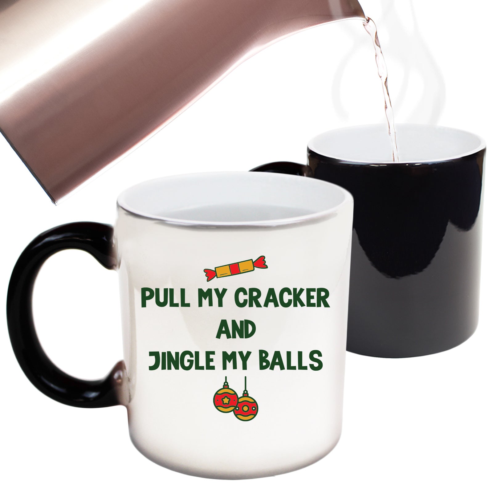 The Christmas Hub - Christmas Xmas Pull My Cracker And Jingle My Balls - Funny Colour Changing Mug