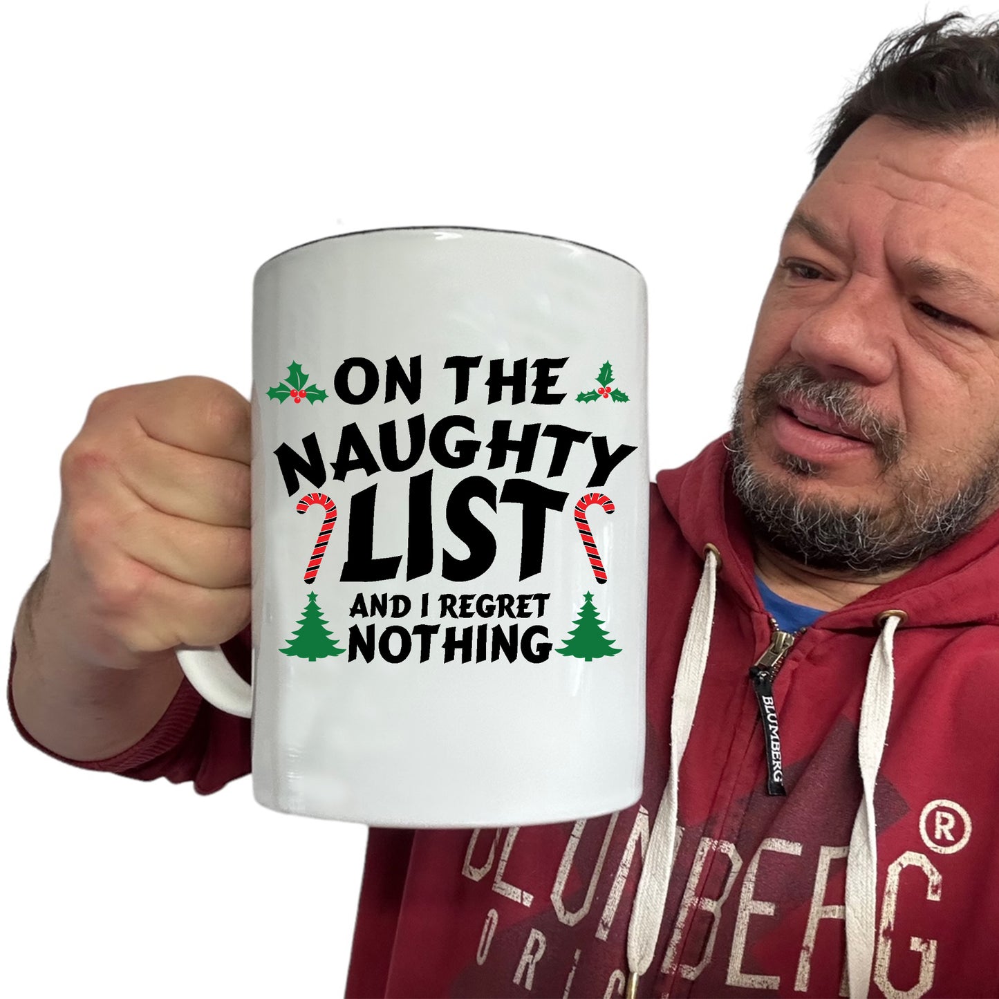 Christmas On The Naughty List Regret Nothing - Funny Giant 2 Litre Mug