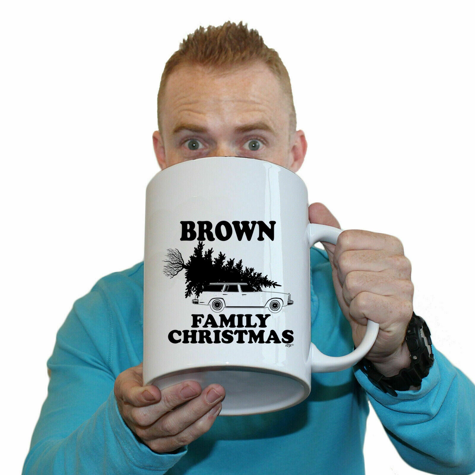 The Christmas Hub - Family Christmas Brown - Funny Giant 2 Litre Mug