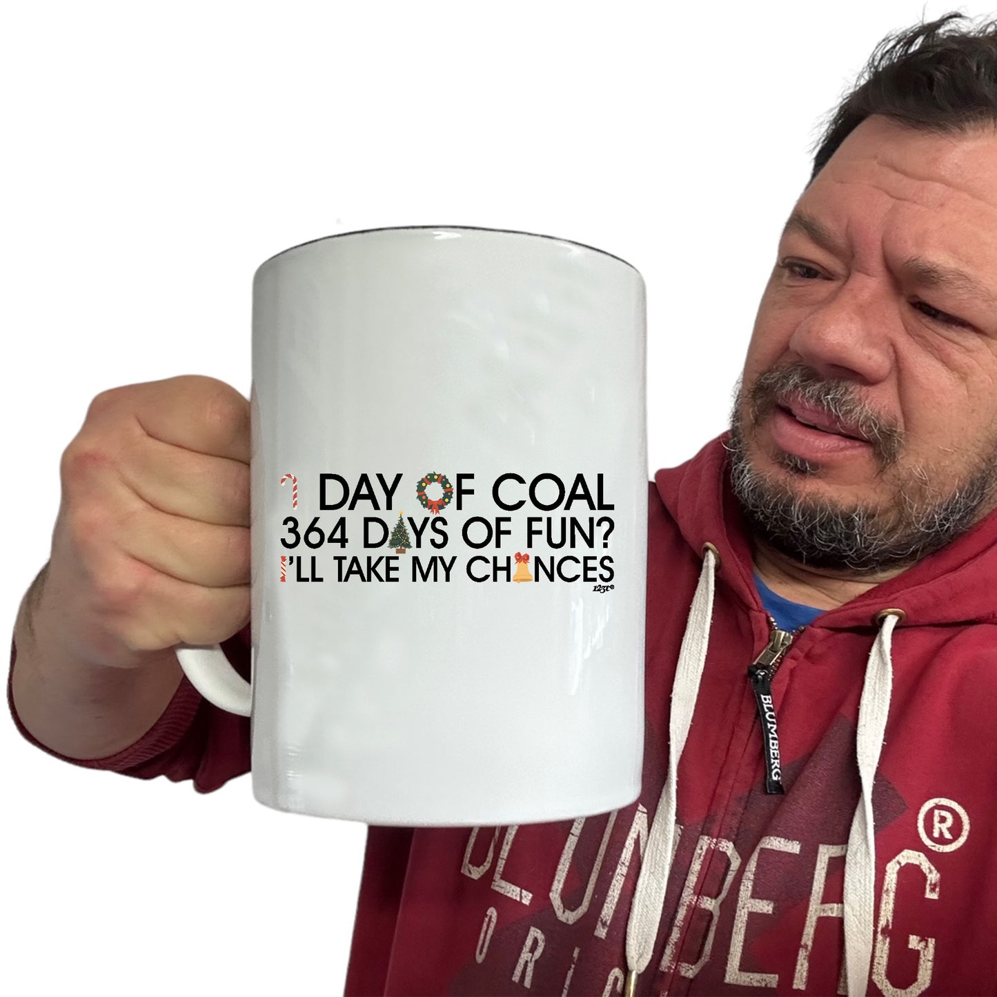 The Christmas Hub - 1 Day Of Coal Christmas - Funny Giant 2 Litre Mug