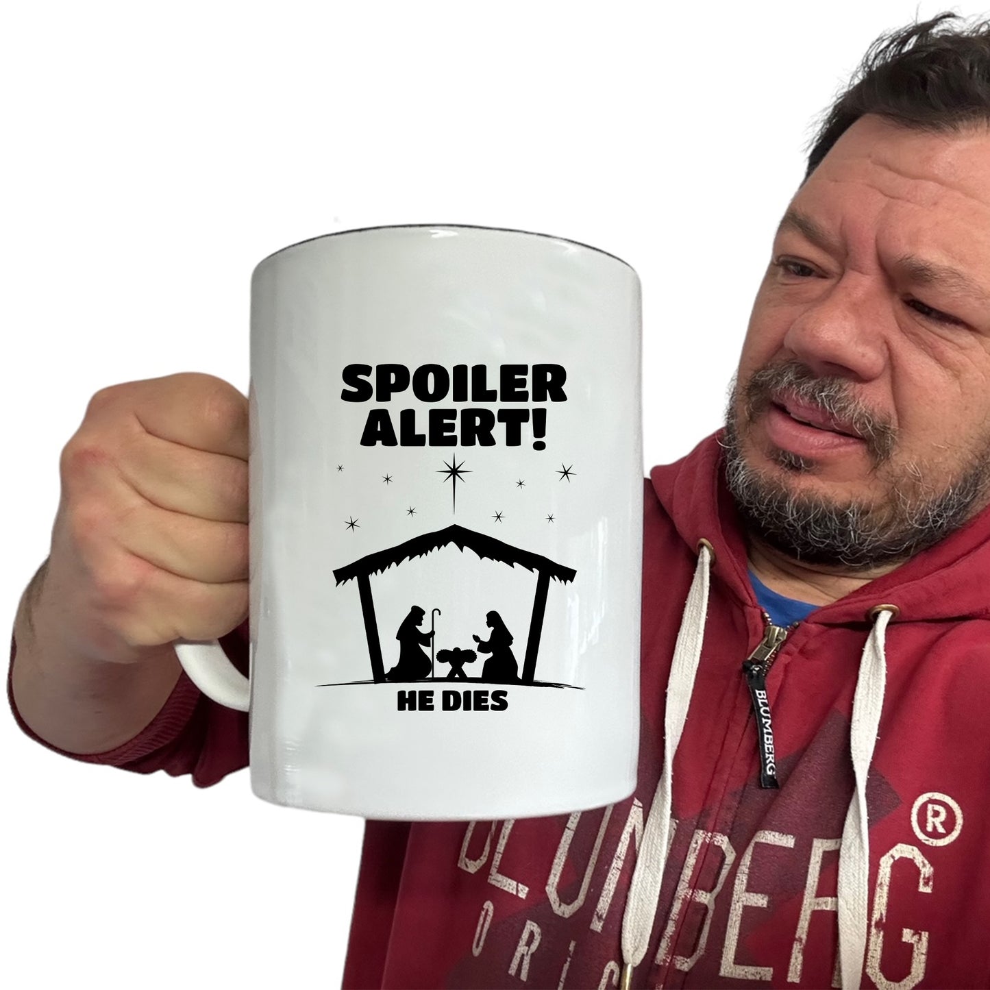 Christmas Spoiler Alert He Dies - Funny Giant 2 Litre Mug