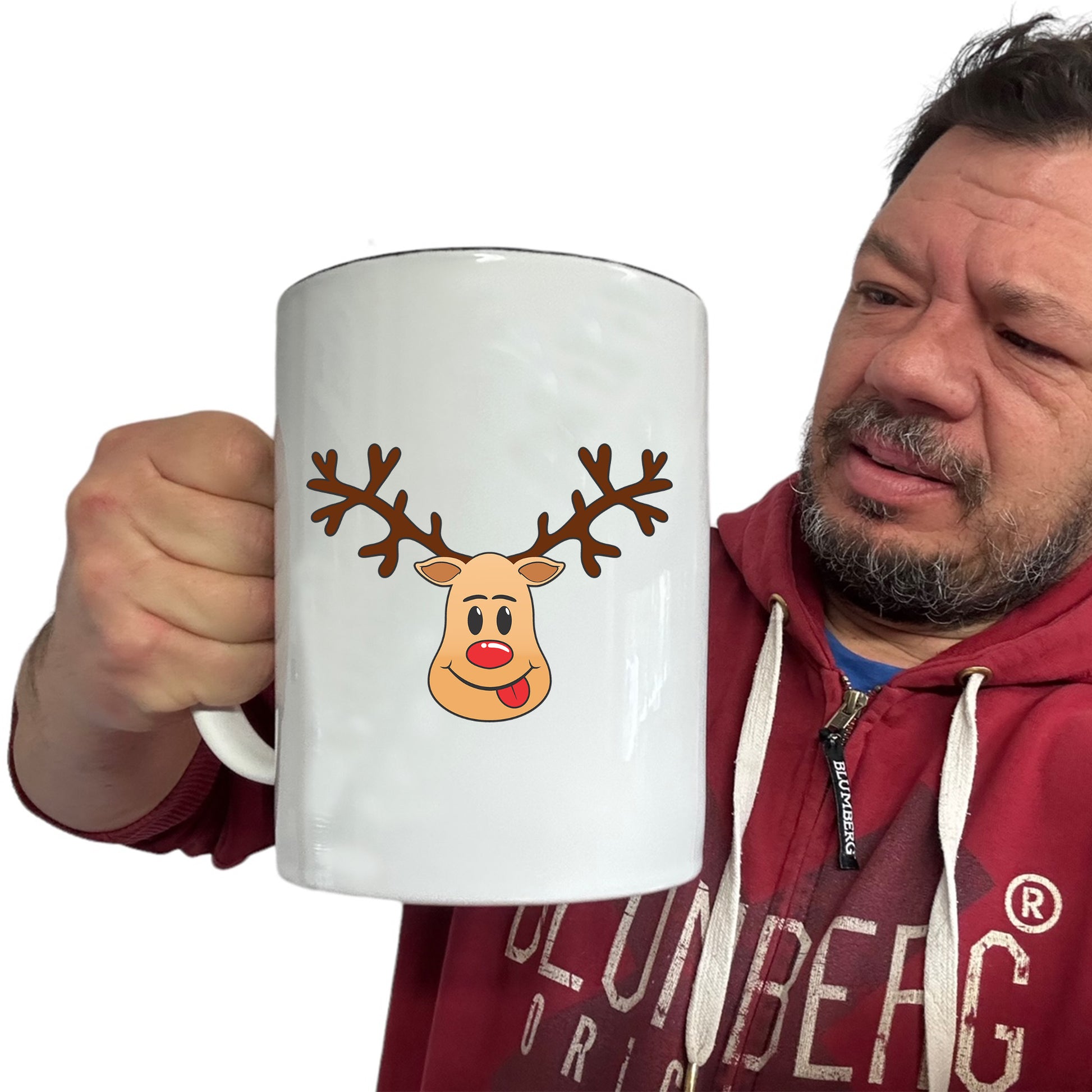 The Christmas Hub - Christmas Rudolph Reindeer - Funny Giant 2 Litre Mug