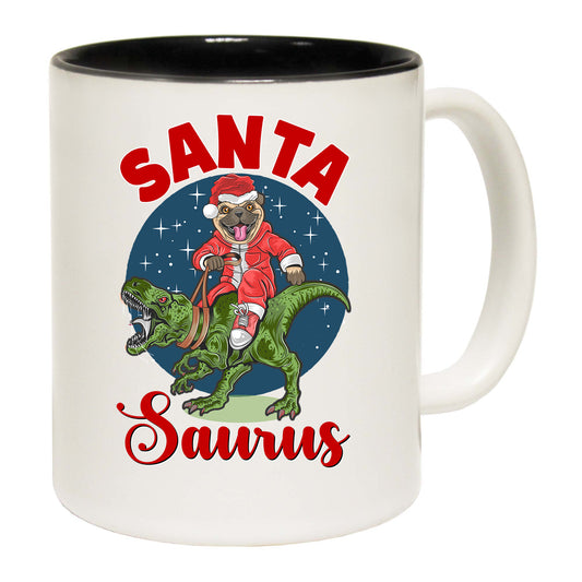 Santa Saurus Dinosaur Christmas Xmas Pug Dog - Funny Coffee Mug