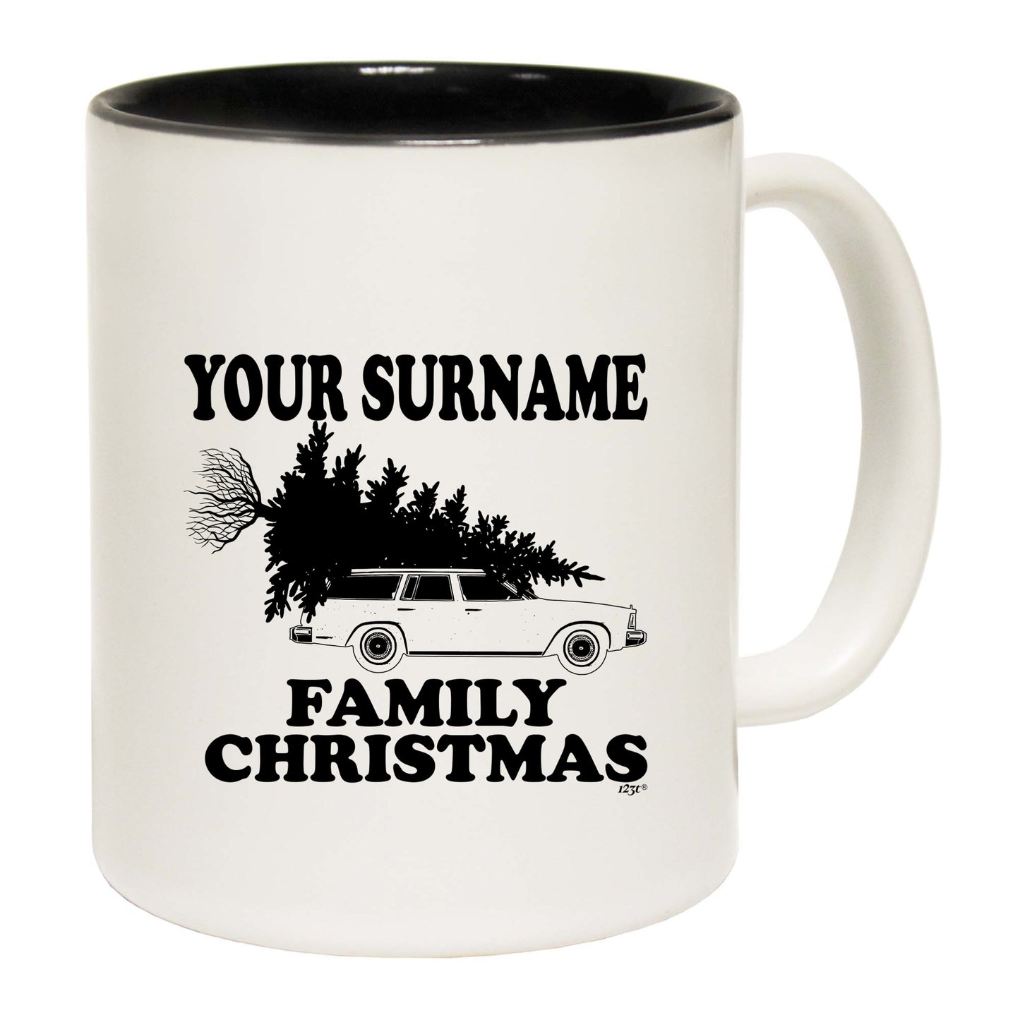 The Christmas Hub - Family Christmas Your Surname Personalised - Funny Coffee Mug