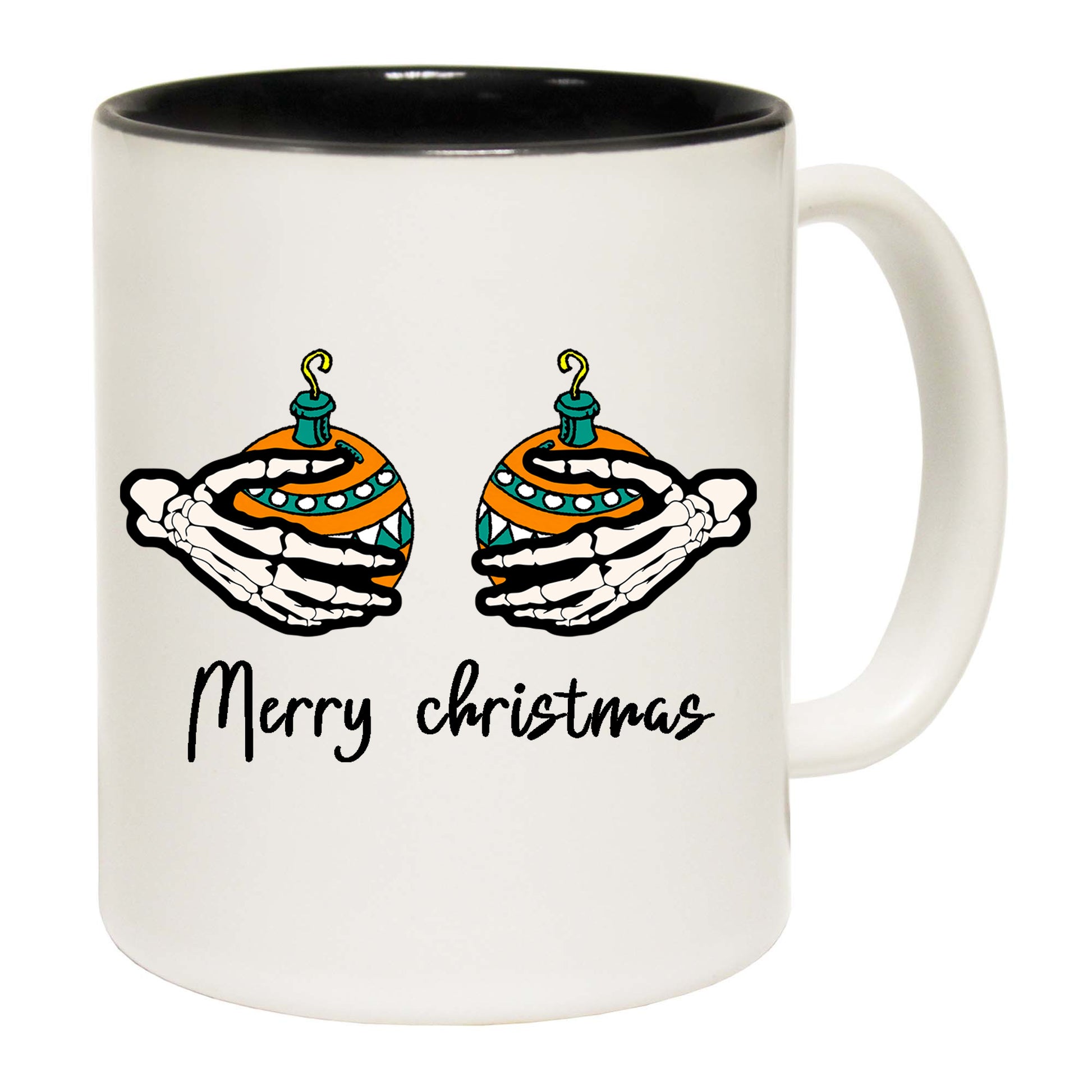 Merry Christmas Baubles Skeleton Hands - Funny Coffee Mug