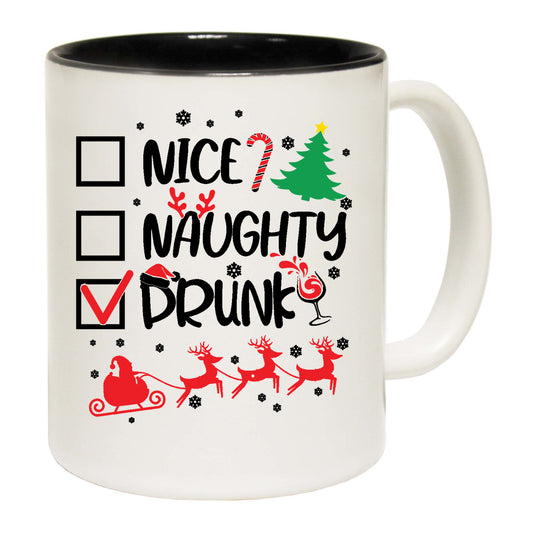 Nice Naughty Drunk Christmas Funny - Funny Coffee Mug