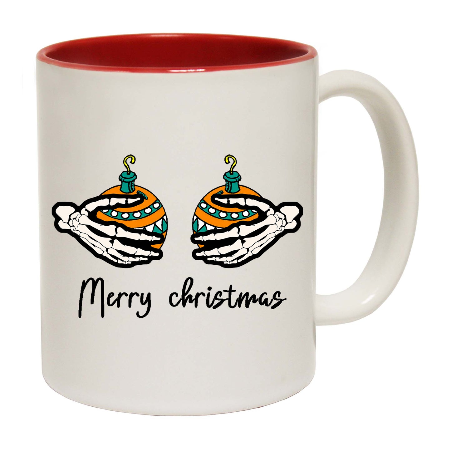 Merry Christmas Baubles Skeleton Hands - Funny Coffee Mug