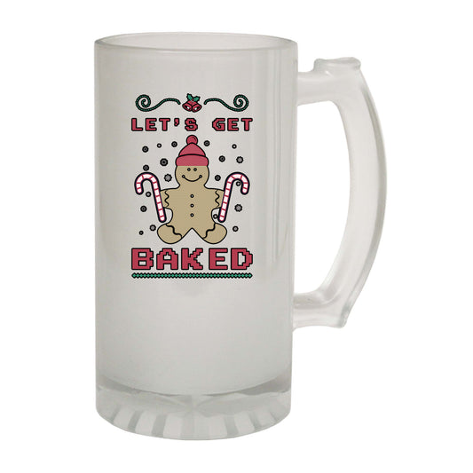 Lets Get Baked Christmas Xmas Gingerbread Man - Funny Beer Stein