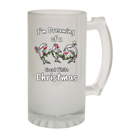 Im Dreaming Of A Great White Christmas Xmas Shark - Funny Beer Stein