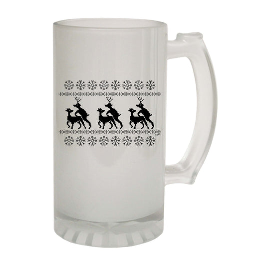 Christmas Reindeer Humping Jumper - Funny Beer Stein